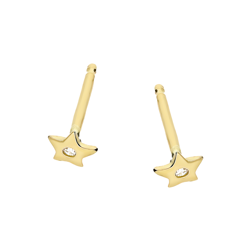 Kolczyki złote gwiazdka z cyrkonią/sztyft DJ434 próba 585