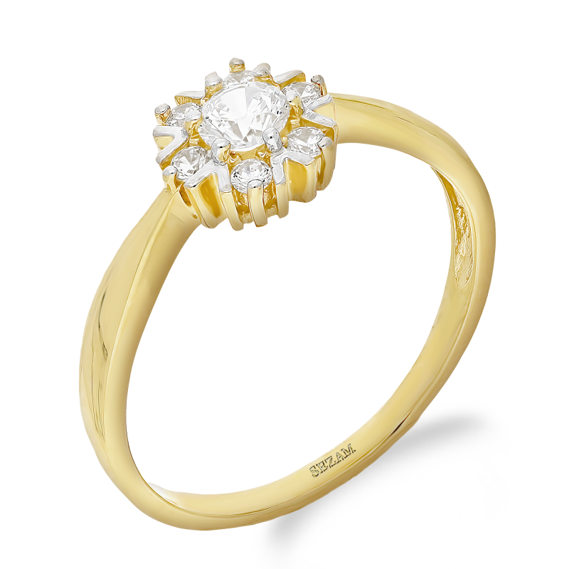 Pierścionek złoty kwiat z białymi cyrkoniami DJ PREMIUM327M próba 585