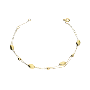 Bransoleta złota podwójna z fasolkami i kulkami/anker MZ T23-B-158-3mm próba 375