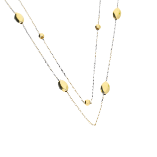 Naszyjnik złoty podwójny fasolki i kulki/anker MZ T23-PN-2607-3mm próba 375