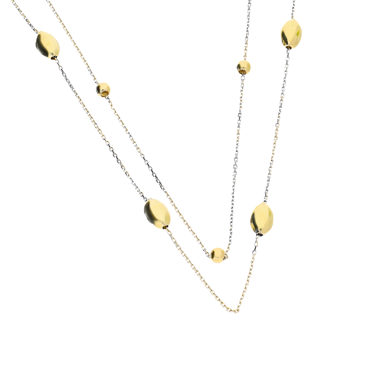 Naszyjnik złoty podwójny fasolki i kulki/anker MZ T23-PN-2607-3mm próba 375