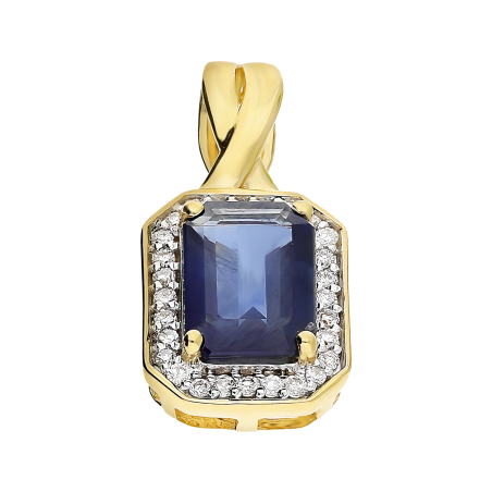 Zawieszka złota prostokątny szafir i diamenty NF GS-434 SAP octagon próba 585