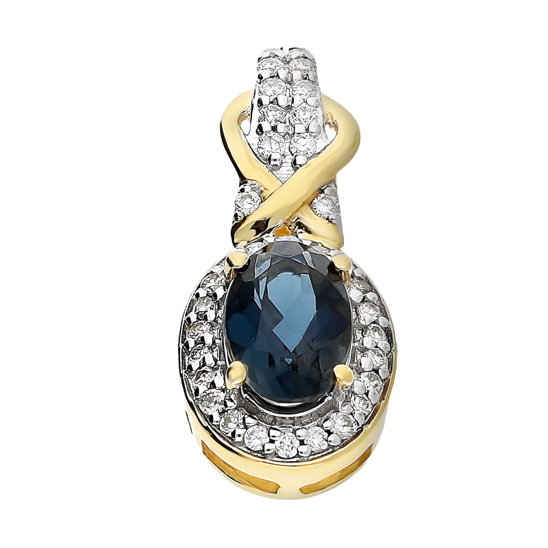 Zawieszka złota owalny topaz london i diamenty NF GS-1287-465 LBT owal bis próba 585