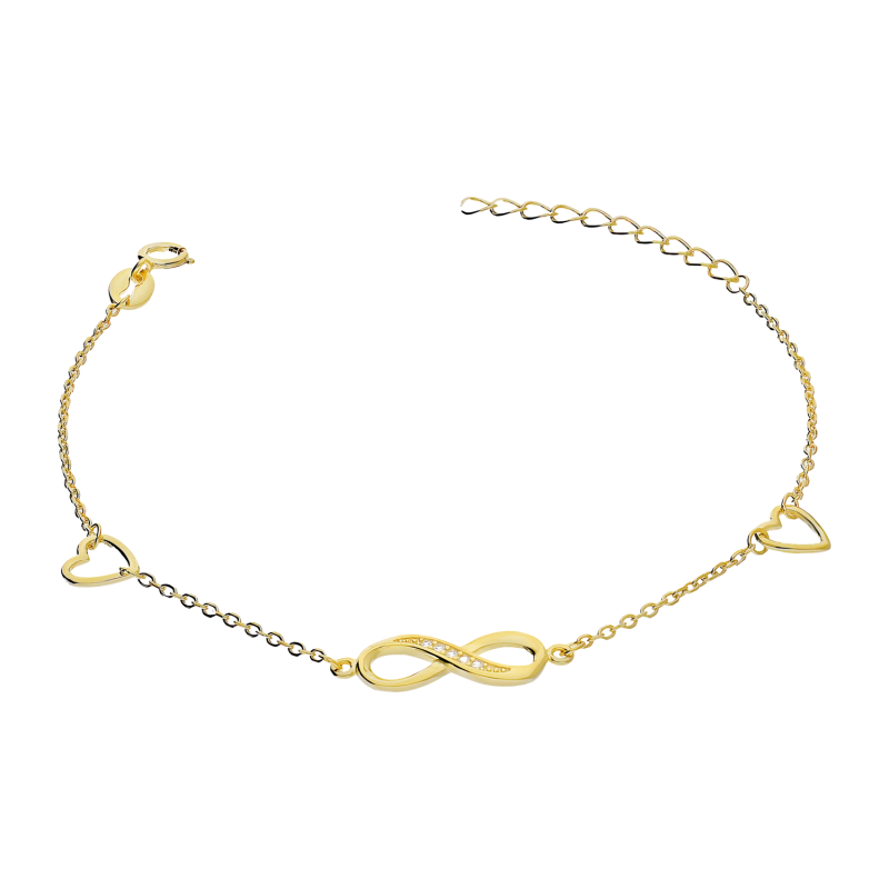 Bransoleta pozłacana infinity z cyrkoniami i serca ramki/anker PW DA001-1 GOLD próba 925