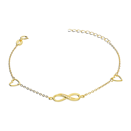 Bransoleta pozłacana infinity z cyrkoniami i serca ramki/anker PW DA001-1 GOLD próba 925