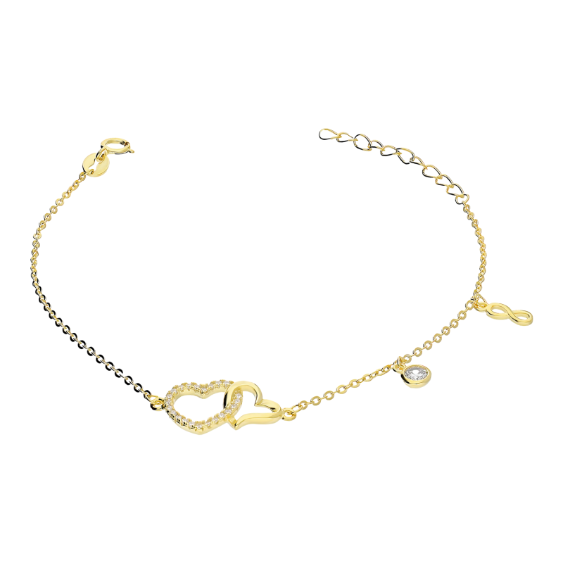 Bransoleta pozłacana klanówka serca i infinity PW DA164 GOLD próba 925