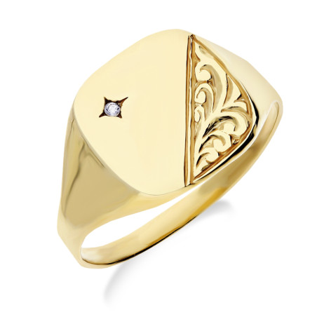 Sygnet złoty męski z grawerem i cyrkonią nr MZ RUK14-CZ próba 375