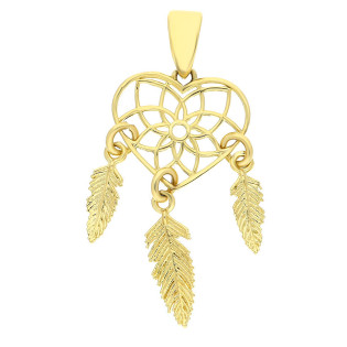 Zawieszka złota łapacz snów w formie serca AR X3P11537 próba 375