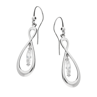 Kolczyki srebrne ósemki z podłużną cyrkonią/bigiel A6 09147457-91 próba 925