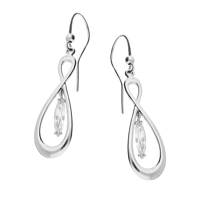 Kolczyki srebrne ósemki z podłużną cyrkonią/bigiel A6 09147457-91 próba 925