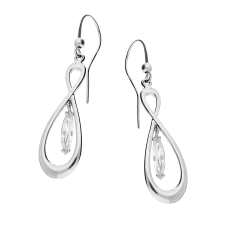 Kolczyki srebrne ósemki z podłużną cyrkonią/bigiel A6 09147457-91 próba 925