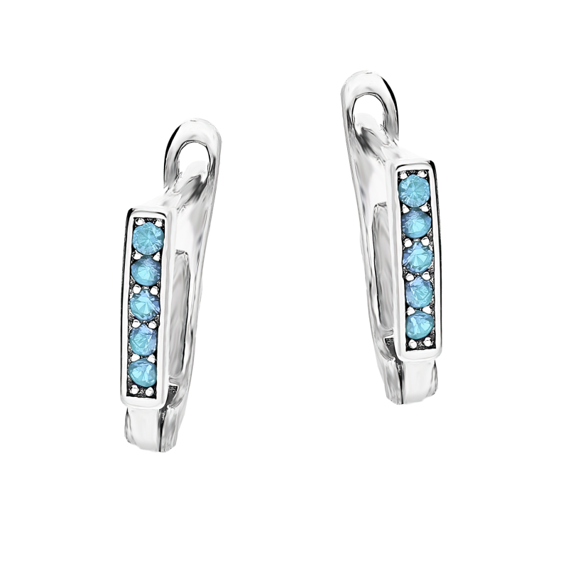 Kolczyki srebrne dla dziewczynki przecinki z j.niebieskimi cyrkoniami/ang.zap AT KS375 j.niebieskie próba 925