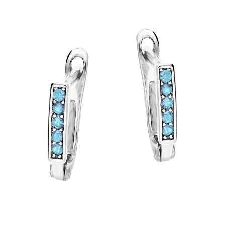 Kolczyki srebrne dla dziewczynki przecinki z j.niebieskimi cyrkoniami/ang.zap AT KS375 j.niebieskie próba 925