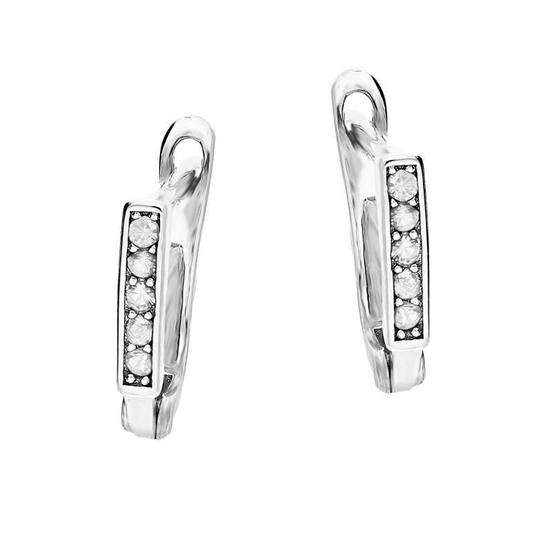 Kolczyki srebrne dla dziewczynki przecinki z białymi cyrkoniami/ang.zap AT KS375 próba 925