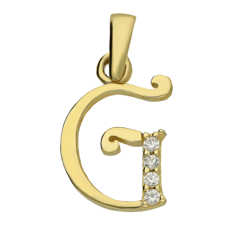 Złota zawieszka literka G z cyrkoniami pr. 585 - JubilerSezam.pl