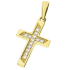 Krzyżyk złoty z cyrkoniami ramiona kwadratowe