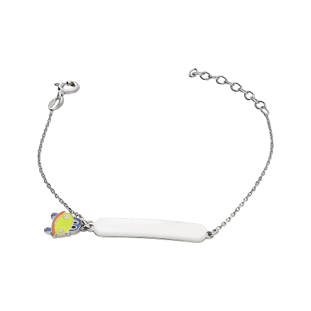 Bransoleta srebrna dla dziewczynki blaszka i autko/rolo LO023-1 próba 925