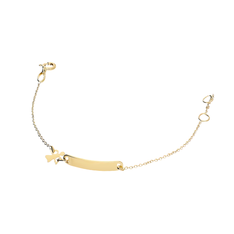 Bransoleta złota dla dziewczynki blaszka i aniołek/rolo M3-230 próba 585