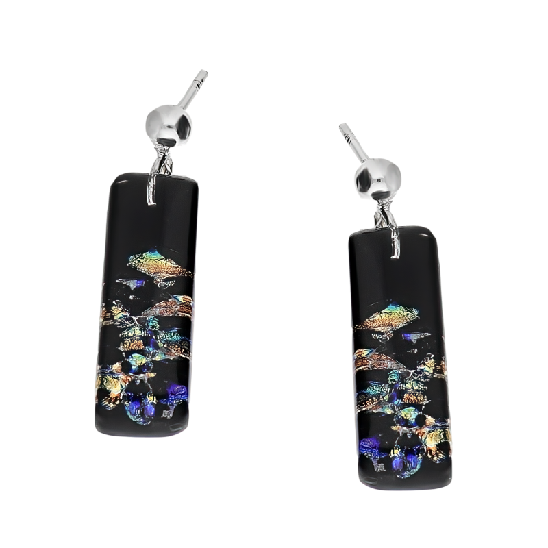 Kolczyki SCHERZO czarne szkło murano/sztyft KQ WSZ10-07 próba 925