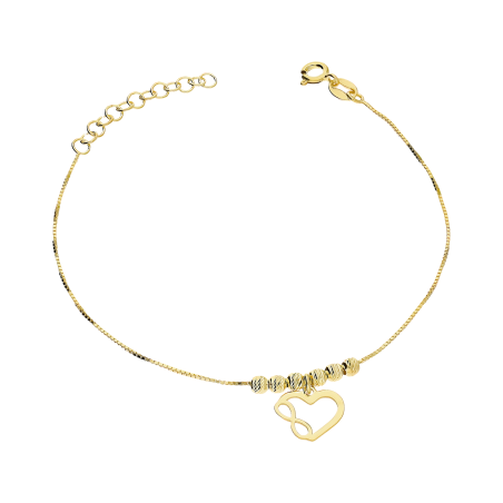 Pozłacana Bransoletka Srebrna Serce Infinity pr. 925 - JubilerSezam.pl