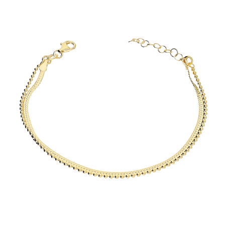 Bransoleta pozłacana podwójna taśma i kulki bead M3-130 GOLD próba 925