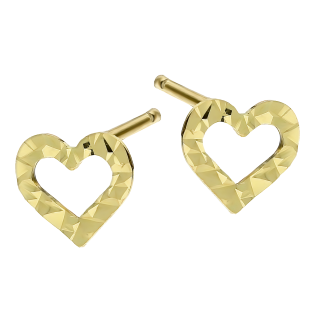 Kolczyki złote grawerowane serce ramka/sztyft MZ T6-E-0216-22-DC próba 375