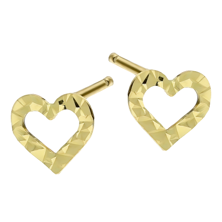 Kolczyki złote grawerowane serce ramka/sztyft MZ T6-E-0216-22-DC próba 375