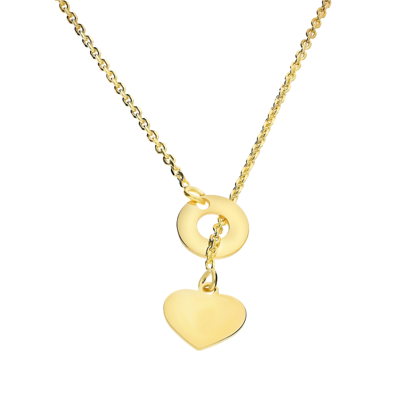 Pozłacany Naszyjnik Srebrny Serce i Koło pr. 925 - JubilerSezam.pl