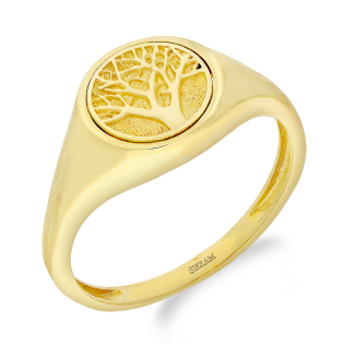 Pierścionek złoty sygnet damski drzewko w kole AR7233 próba 375