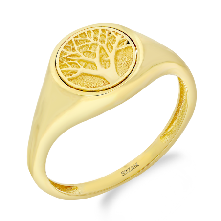 Pierścionek złoty sygnet damski drzewko w kole AR7233 próba 375