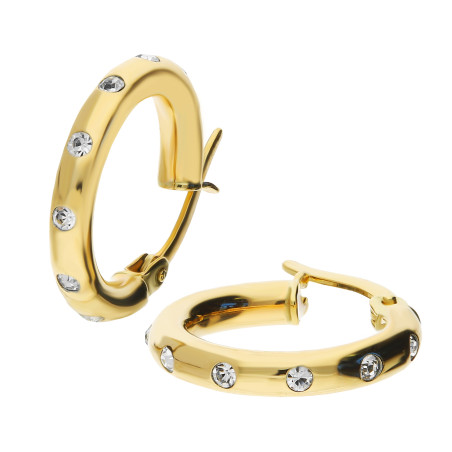 Kolczyki złote kółka rurka z cyrkoniami