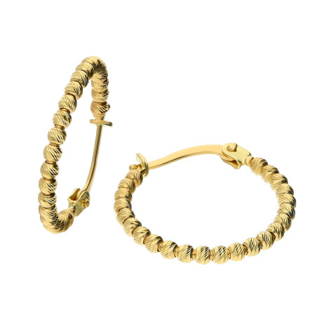 Kolczyki złote kółka z grawerowanymi kulkami/ang.zap. AR VX4DCBCE2924-2-L-2MM próba 375