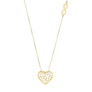 Naszyjnik złoty ażurowe serce i symbol nieskończoności