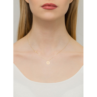 Naszyjnik złoty kula ziemska z diamentem i samolot/anker BE C-056 masiv próba 585