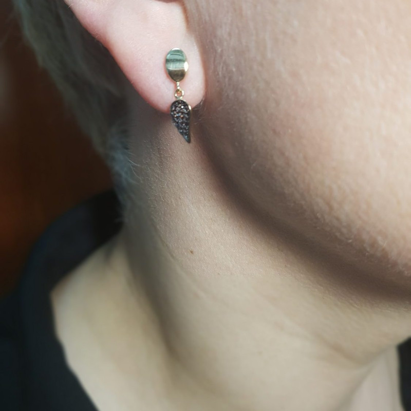 Kolczyki złote wiszące skrzydła z cyrkoniami/sztyft LP J13U20-DE0242-R-CZ próba 585