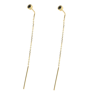 Kolczyki złote czarna cyrkonia w okrągłej oprawie/przeciągane LP 34U20-ESZ173-Y próba 375