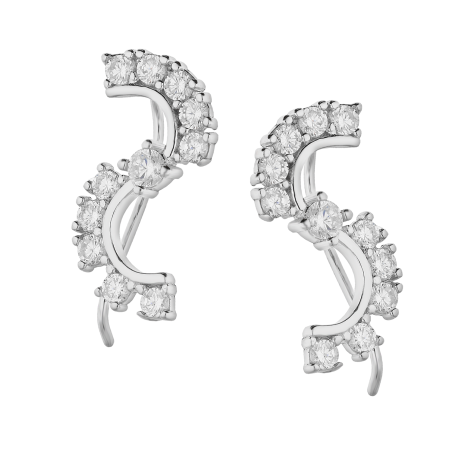 Kolczyki srebrne na płatek kształt S z cyrkoniami A0909 próba 925