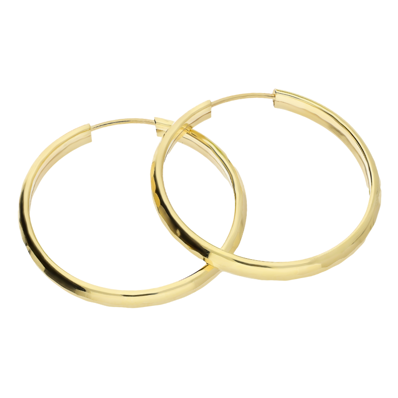 Kolczyki złote płaskie kółka 25 mm z taflą/szarniry M3-189 próba 585