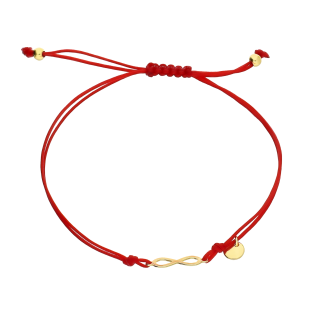 Bransoleta pozłacana infinity na czerwonym sznurku PW446 GOLD czerwony próba 925
