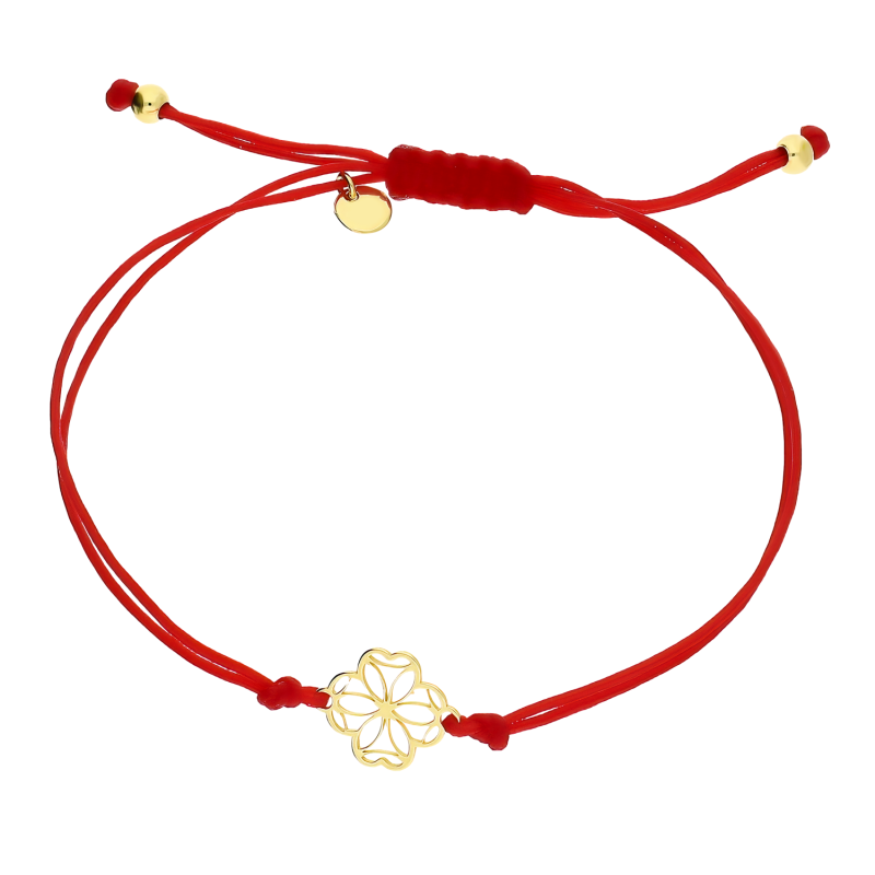 BRaNsOlEta pOZłaCaNa ażuROWa kONiCZYNa Na CZERWONYm sZNuRku PW568 GOLD CZERWONY pRóba 925