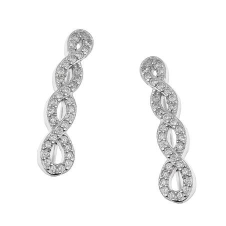 Kolczyki srebrne ósemka z cyrkoniami na płatek DA900 próba 925