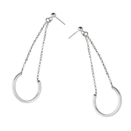 Kolczyki srebrne półkółko na dwóch łańcuszkach/sztyft LO020 próba 925