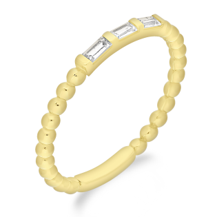 Pierścionek złoty trzy bagiety szyna bead AR ICR5546-FCZ próba 585