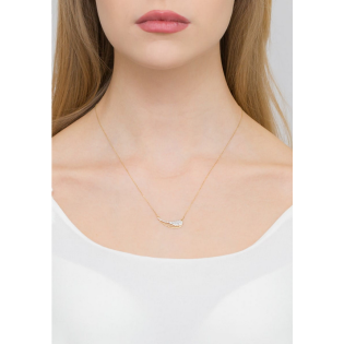 Naszyjnik złoty ażurowe skrzydło z białymi diamentami BE C-004 próba 585