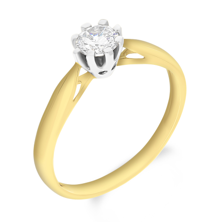 Pierścionek złoty z cyrkonią w ośmiu łapkach  GR NB 50678 próba 585