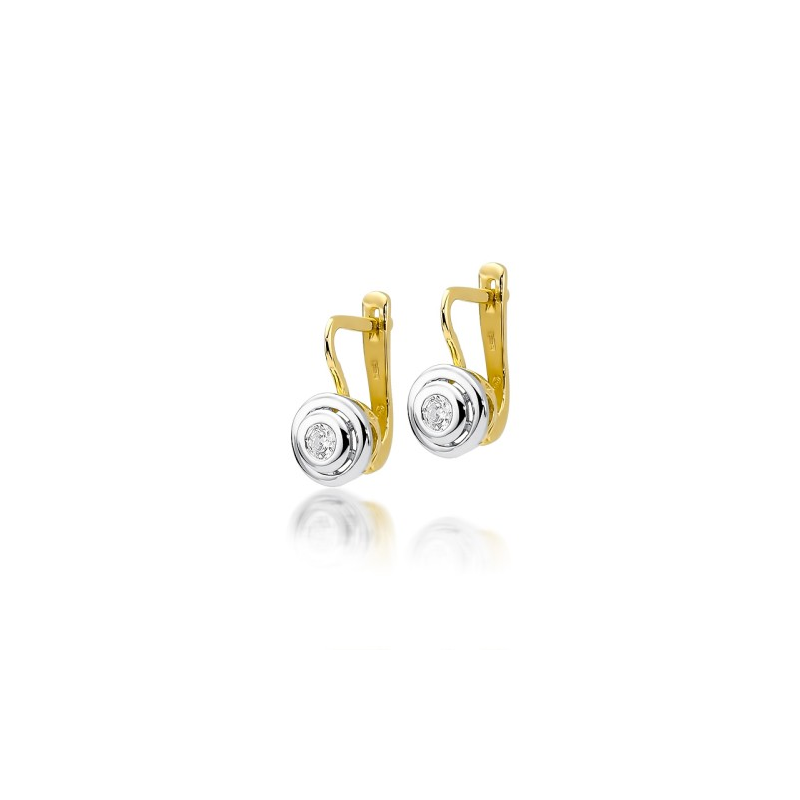 Kolczyki złote JUBILE z diamentem/ang.zap BE KO-294-0,20 próba 585