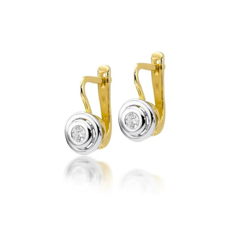 Kolczyki złote JUBILE z diamentem/ang.zap BE KO-294-0,20 próba 585