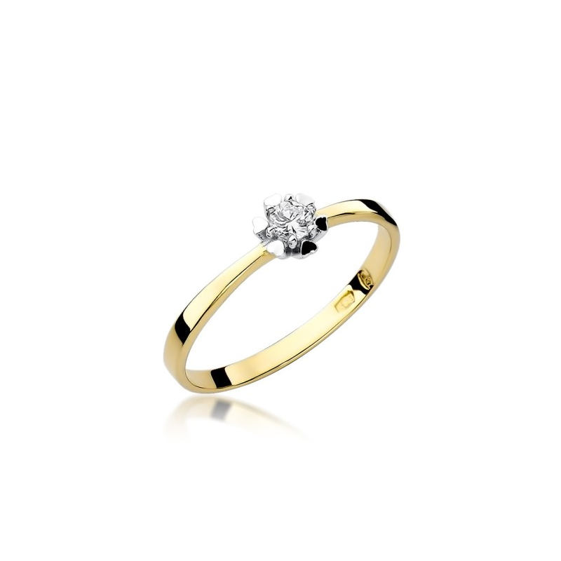 Pierścionek zaręczynowy FLOWER z diamentem i sercami BE W-053 próba 585