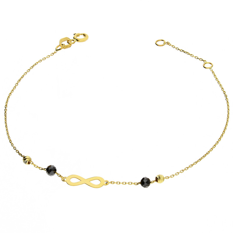 Złota Bransoletka Nieskończoność z Cyrkoniami pr. 585 - JubilerSezam.pl