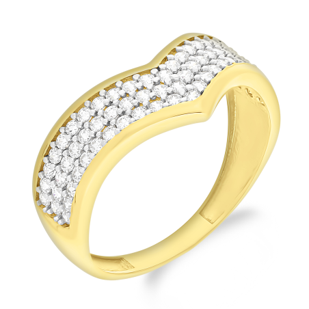 Pierścionek złoty szpic z trzema rzędami cyrkonii PY P02CR-2052 próba 585